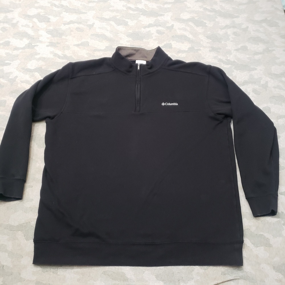 Columbia Sweatshirt Mens 2XL Black Fleece Quarter Zip Pullover Outdoors Hiking
